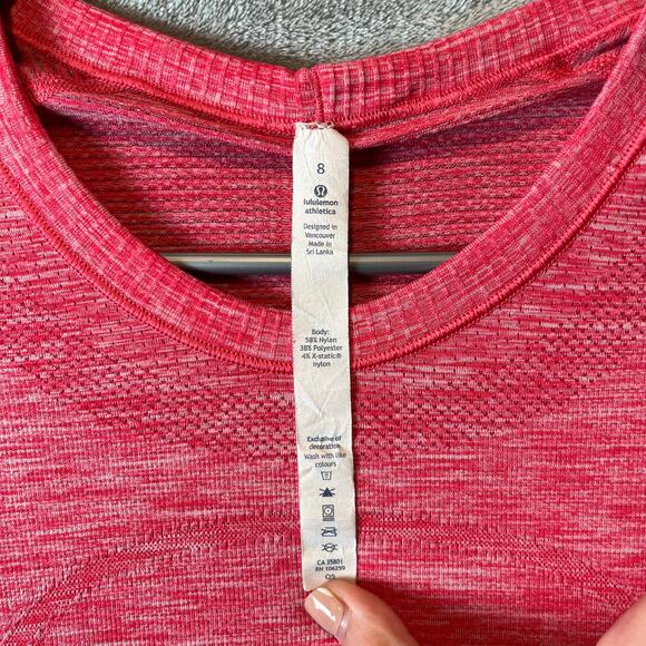 Lululemon Swiftly Tech Short Sleeve Crew Heathered Boom Juice Size 8 - Picture 4 of 5